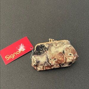 Signare Cat Tapestry Coin Purse in Multicolor